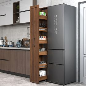 Large, Slim Storage Cart, Kitchen Rolling Cart, Narrow Storage Cabinet with Handle & Wheels, Wood Spice Rack Next to Fridge, Pantry Shelf for Kitchen,