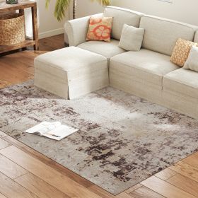 Achine Washable Area Rug 5x7, Non-Slip Modern Abstract Floor Carpet For Living Room, Bedroom, Dining Room, Mixed-Brown