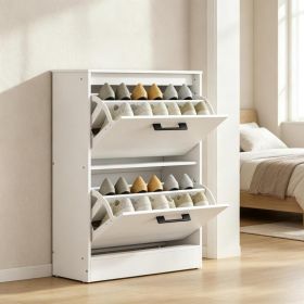 Shoe Cabinet 2 Flip Drawers Adjustable Dividers Shoe Storage Cabinet