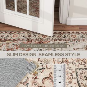 Area Rug 8x10, Machine Washable Rug, Non-Slip Classical Floral Print Floor Carpet For Living Room, Bedroom, Mixed-Brown