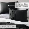 Full/Queen size Pre-Washed Pleated Microfiber Comforter Set in Black