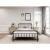 Full size Farmhouse Black Metal Bed Frame with Rounded Headboard Footboard