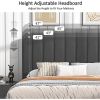 Full size Dark Grey Upholstered Platform Bed Frame with Headboard