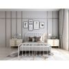 Full size Classic White Metal Bed Frame with Slatted Headboard and Footboard