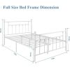 Full Vintage Style White Metal Platform Bed Frame with Headboard Footboard