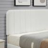 Full size White Upholstered Platform Bed Frame with Headboard