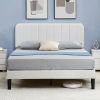 Full size White Upholstered Platform Bed Frame with Headboard