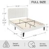 Full size White Upholstered Platform Bed Frame with Headboard