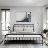 King size Black Metal Platform Bed Frame with Rounded Headboard Footboard