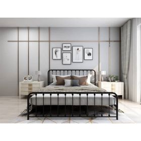 King Black Metal Platform Bed Frame with Rounded Corners Headboard Footboard
