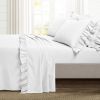 Kingn size 6-Piece White Microfiber Sheet Set with Ruffled Edges