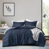 Twin/Twin XL Microfiber Pleated Bohemian style Pre-Washed Comforter Set in Navy