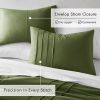 Queen size Microfiber Pleated Soft Lightweight Comforter Set in Olive Green
