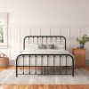 Queen Classic Black Metal Bed Frame with Rounded Corners Headboard and Footboard