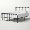 Queen Classic Black Metal Bed Frame with Rounded Corners Headboard and Footboard
