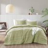 Queen size Microfiber Pleated Lightweight Soft Comforter Set in Sage Green