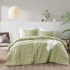 King size Microfiber Pleated Lightweight Soft Comforter Set in Sage Green
