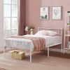 Twin size White Metal Platform Bed Frame with Headboard and Footboard