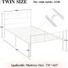 Twin size White Metal Platform Bed Frame with Headboard and Footboard