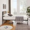 Twin Grey Wood Metal Platform Bed Frame with Rounded Headboard Footboard