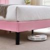 Twin size Pink Upholstered Platform Bed Frame with Headboard