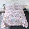 Comforter Set for Girls, 3 Piece Pink Galaxy Bedding with Stars and Moon, Unicorn Themed Quilt Sets