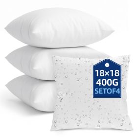 Pillow Inserts 18x18 Inch Set of 4, White Square Throw Pillow Form, 3D 7D PP Cotton Filling 400g Each, 100% Virgin Filling