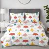 3 pcs Kids Mushroom & Rainbow Comforter Set, Ultra-Soft Microfiber, All-Season Bedding for Boys & Girls