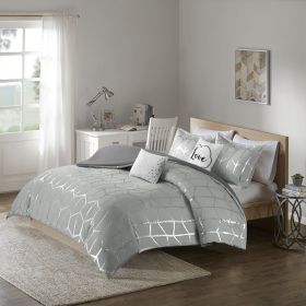 Twin/Twin XL Metallic Printed Duvet Cover Set