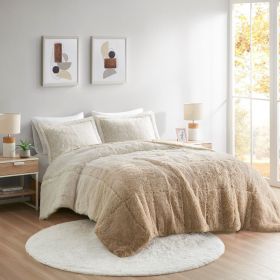 King/Cal King Ombre Shaggy Long Fur Comforter Mini Set