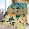 Tropical Baby Sea Turtle Flannel Fleece Blanket 3D Ocean Waves Flannel Soft Plush Throw Blanket Cozy Blankets for Bed Chair Car Sofa Couch Bedroom 130