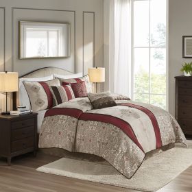 Cal King 7 Piece Jacquard Comforter Set with Throw Pillows