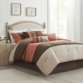 7 Piece Faux Suede Comforter Set Coral King