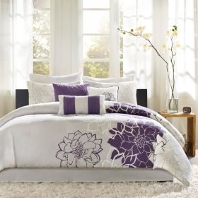 Printed Cotton Sateen Comforter Set Taupe Grey/Purple Twin/Twin XL