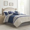 7 Piece Faux Suede Comforter Set Blue Cal King