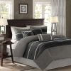 7 PC Pieced Faux Suede Comforter Set Black Queen