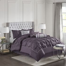 7 Piece Tufted Comforter Set Plum Cal King