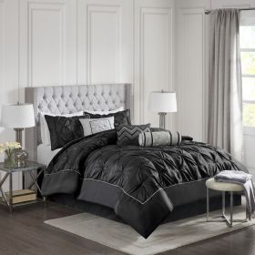 7 Piece Tufted Comforter Set Black Queen