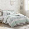 9 Piece Cotton Percale Comforter Set Aqua King