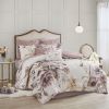 8 Piece Cotton Printed Comforter Set Blush Queen