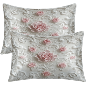 Pink Rose Pillow Case White Romance Pillow Covers Pure and loving Decorative 2 Pillowcases(temu can only be self-picked up)