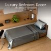 Satin Bed Sheets, Twin Size Sheets Set, 3 Pcs Silky Bedding Set with 15 Inches Deep Pocket for Mattress (Twin, Grey)