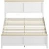 HOMCOM Full Bed Frame with Headboard, Modern Platform Bed Frame with Wooden Slats, No Box Spring Needed, Easy Assembly, White