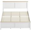 HOMCOM Queen Bed Frame with Headboard, Modern Platform Bed Frame with Wooden Slats, No Box Spring Needed, Easy Assembly, White