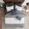 3 Piece Cotton Comforter Set with Chenille Tufting Gray Full/Queen