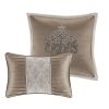 8 Piece Jacquard Comforter Set Tan/Ivory Queen