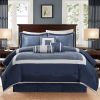 7 Piece Comforter Set Navy Queen