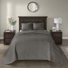 Reversible Bedspread Set Dark Grey Queen