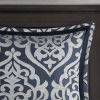 8 Piece Jacquard Comforter Set Navy/Silver Queen