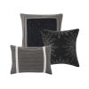 7 PC Pieced Faux Suede Comforter Set Black Queen